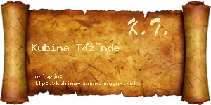Kubina Tünde névjegykártya